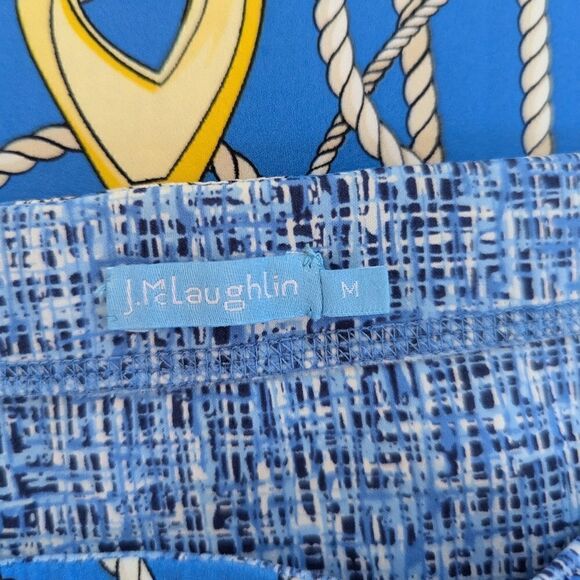 J. McLaughlin Blue Gold White Reversible Nautical Knot Skirt MD Coastal Cowgirl - Picture 2 of 7